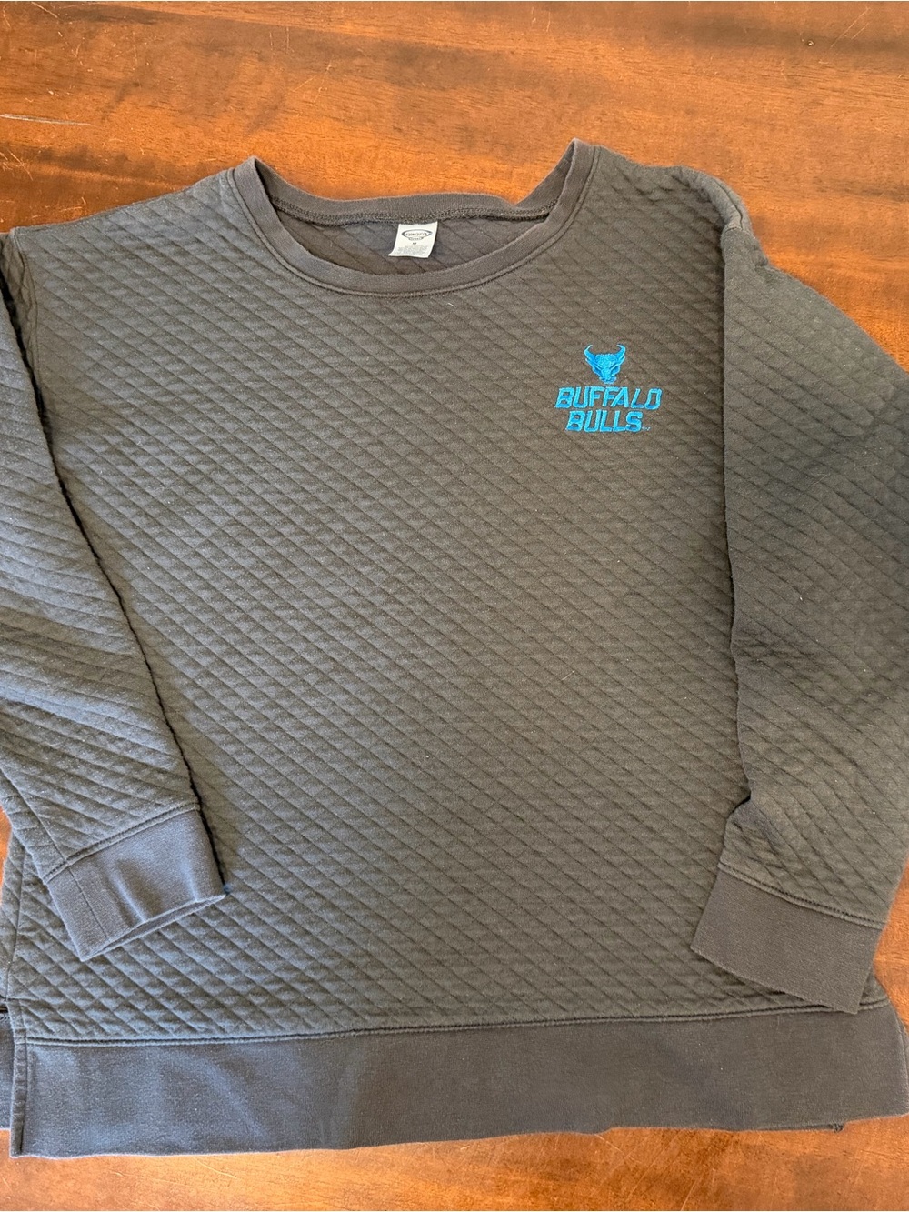 Buffalo Bulls Quilted Crewneck Sweatshirt - Black with Blue Logo